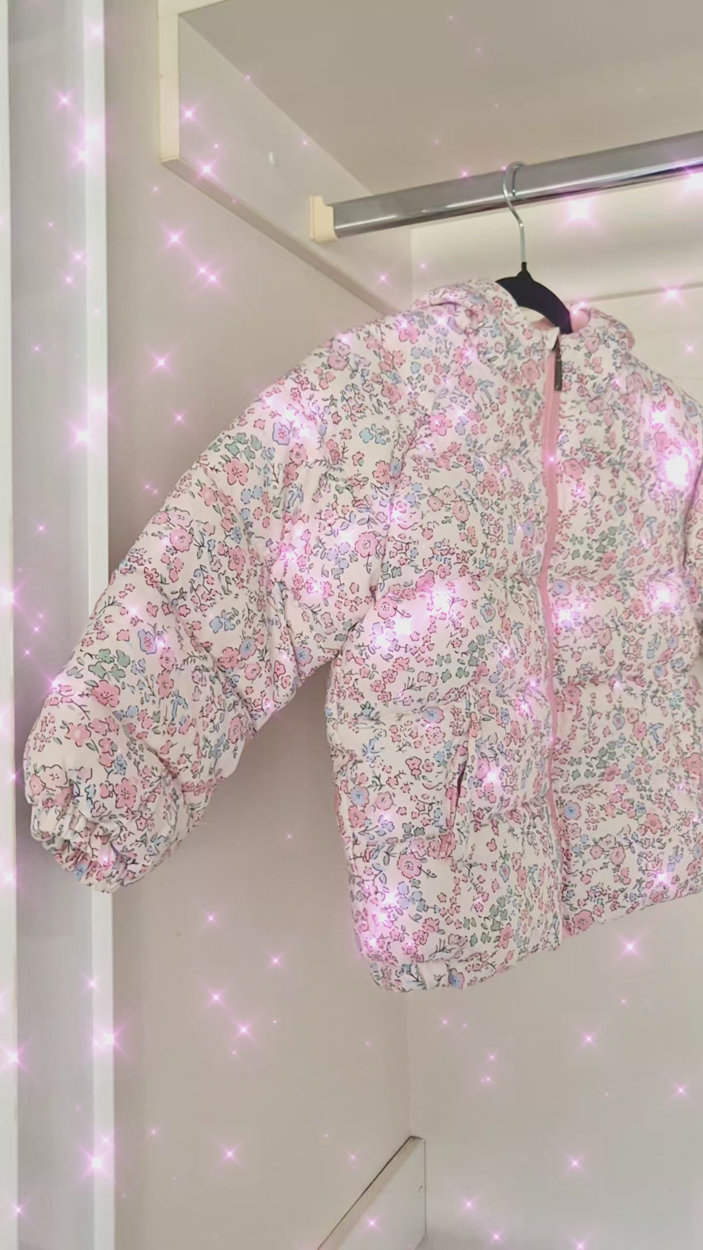 White Blossom Winter Puffer Jacket