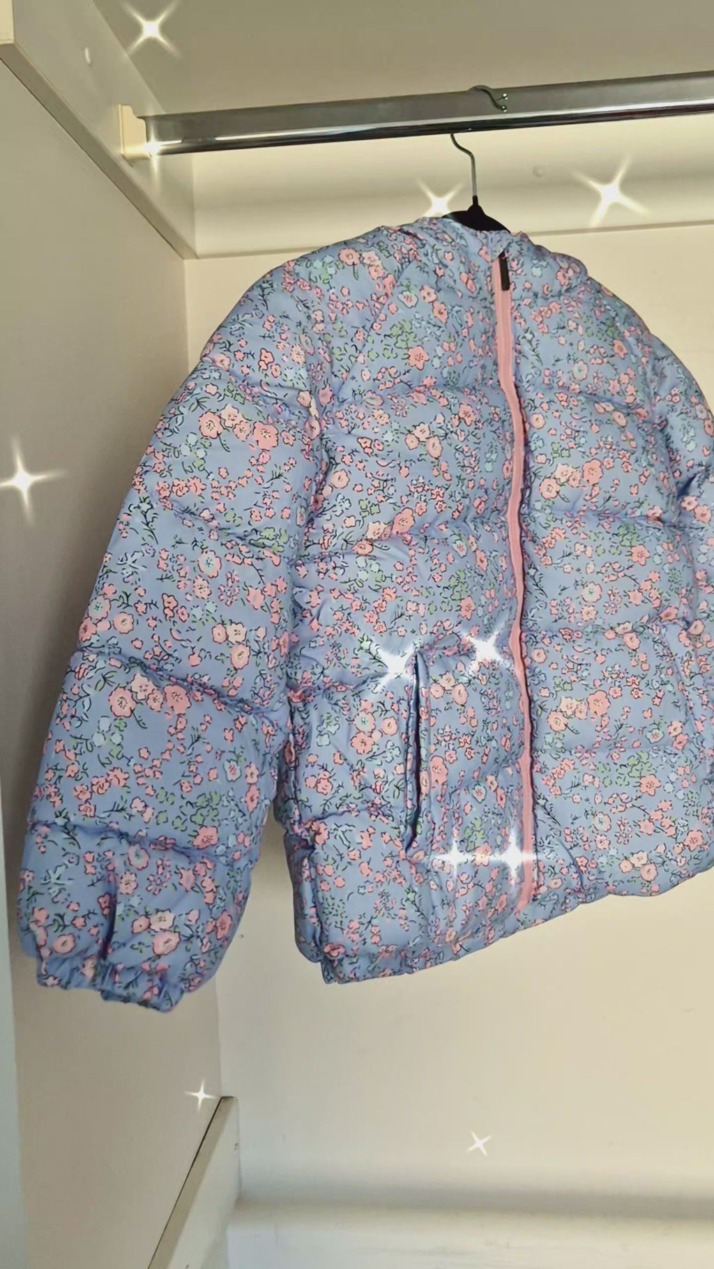 Blue Blossom Winter Puffer Jacket