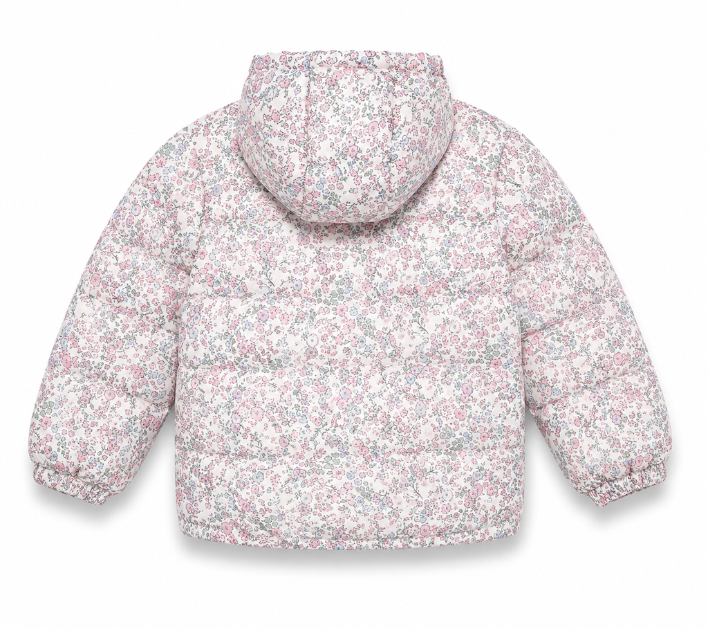 White Blossom Winter Puffer Jacket