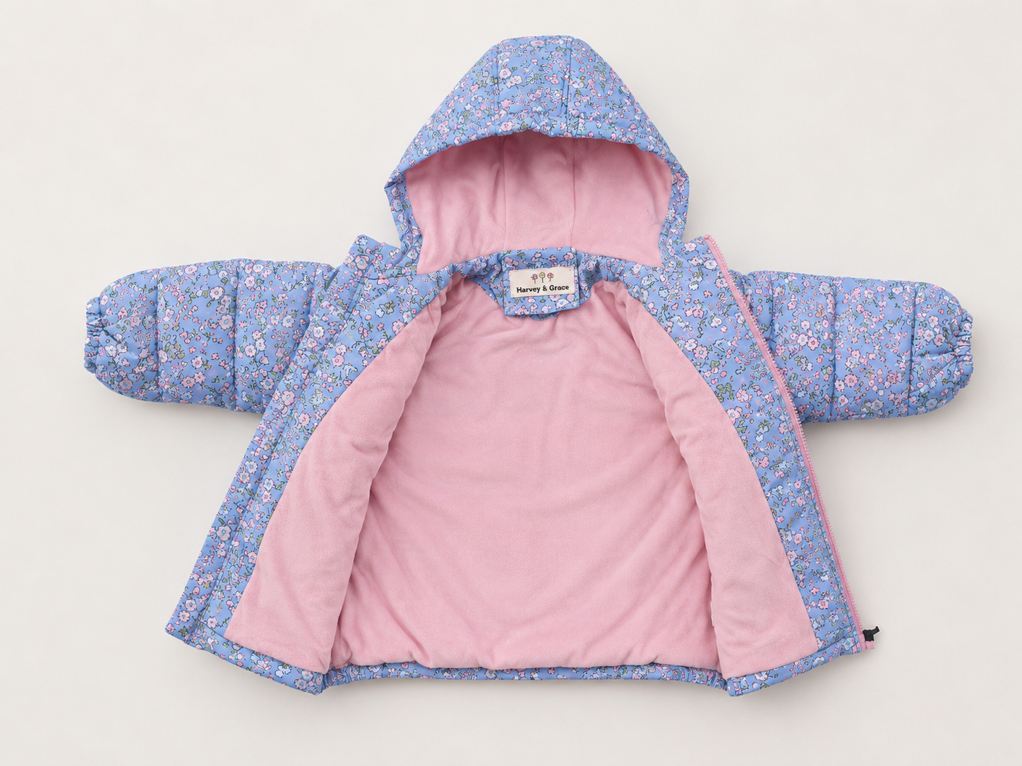 Blue Blossom Winter Puffer Jacket