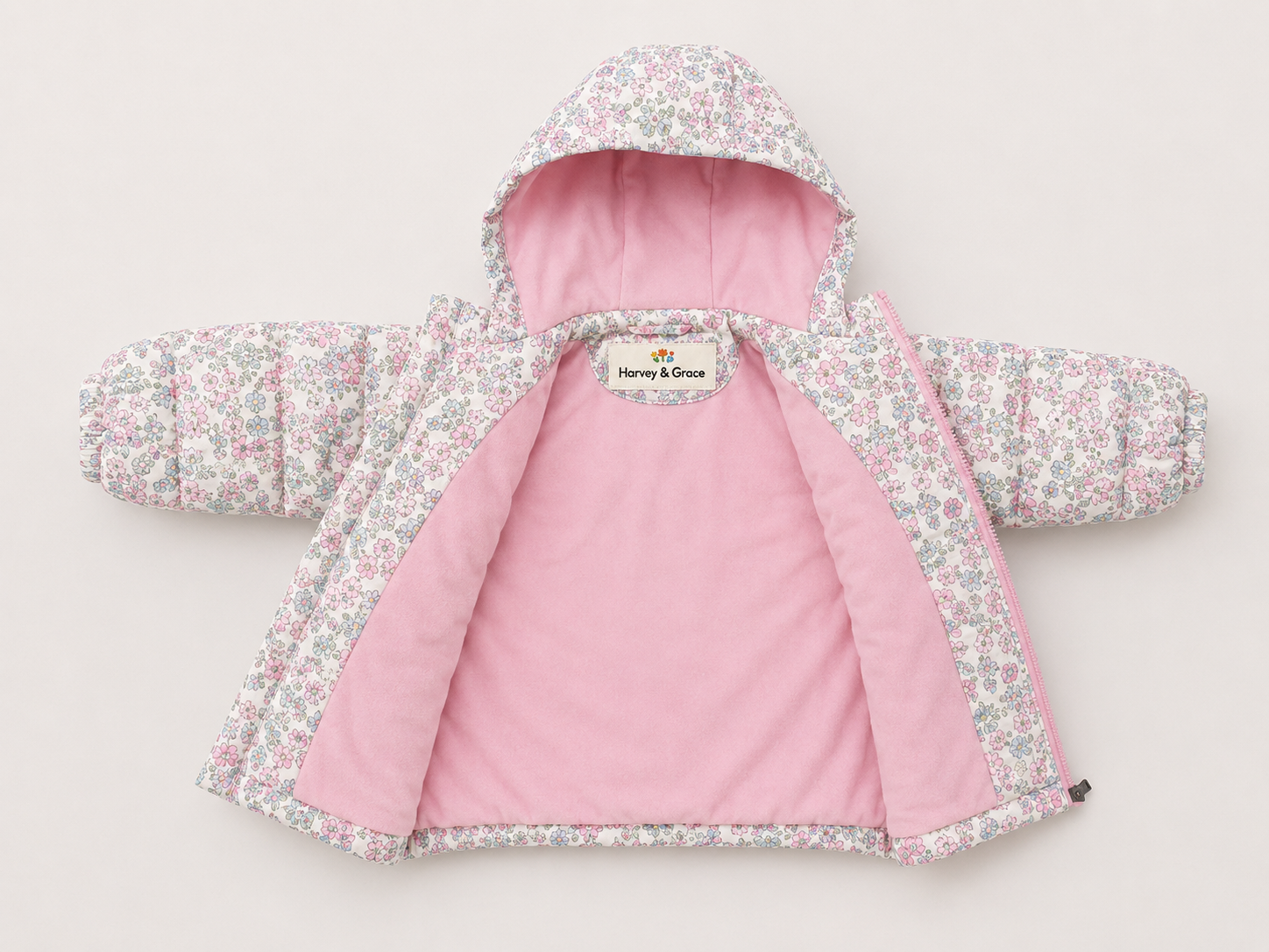 White Blossom Winter Puffer Jacket